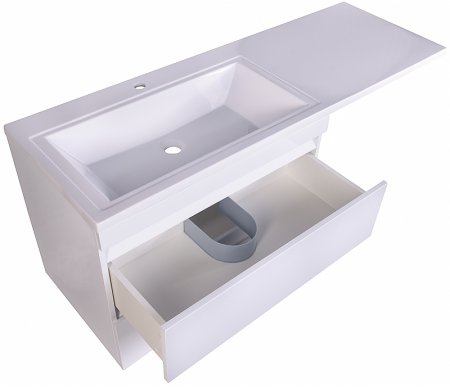 Тумба под раковину Style Line Даллас Люкс Plus 140 L СС-00002337 подвесная Белый глянец 