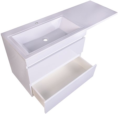 Тумба под раковину Style Line Даллас Люкс Plus 140 L СС-00002337 подвесная Белый глянец 