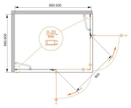Душевой уголок Cezares Bergamo A2 90 C Cr 