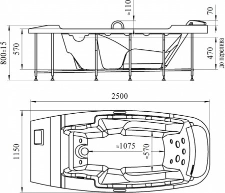 Акриловая ванна Radomir Олимпия медицинская 