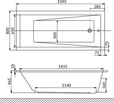 Акриловая ванна Excellent Wave Slim WAEX.WAV160.80WHS 160x80 см 