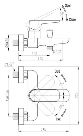 Смеситель Triton Лион 15104-D90 для ванны с душем 