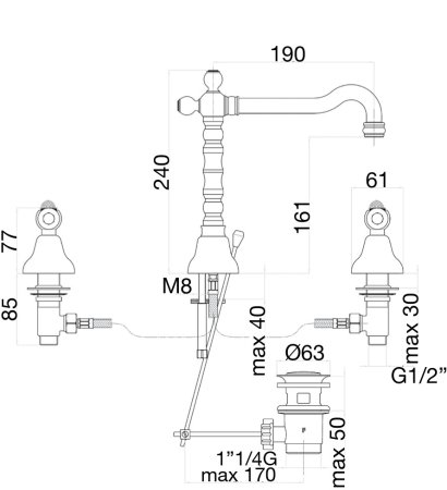 Смеситель для раковины Fiore COLONIALE SKY (SWAROVSKI®) 03OO0637, золото 