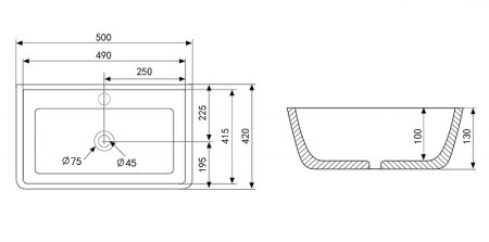 Раковина Abber Rechteck 50 AC2203MSB Синяя матовая 