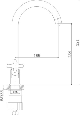 Смеситель для кухни Rossinka RS39-72U Хром 