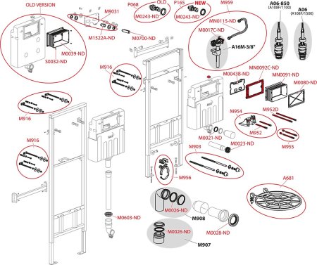Монтажная рама Alcaplast A108F/1500 с бачком для видуара и смесителя 