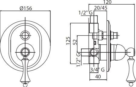 Смеситель Cezares Margot MARGOT-VDIM-03/24-Bi для ванны с душем 