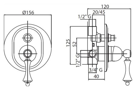 Смеситель Cezares Margot MARGOT-VDIM-03/24-Bi для ванны с душем 