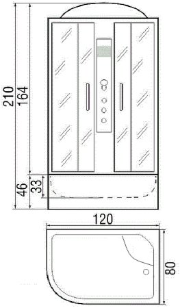 Душевая кабина River Dunay 120x80 МТ R 10000000125 с поддоном 