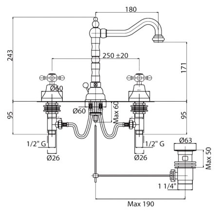 Смеситель Cezares Golf GOLF-BLS2-03 для раковины 