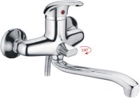 Смеситель однорычажный для ванны длинный излив HAIBA HB2203 хром