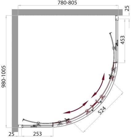 Душевой уголок BelBagno Sela 100х80 SELA-RH-2-100/80-C-Cr профиль Хром стекло прозрачное 