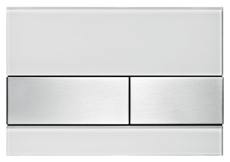 Кнопка смыва TECE Square 9240801 белое стекло, кнопка сатин 