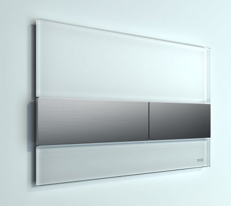 Кнопка смыва TECE Square 9240801 белое стекло, кнопка сатин 