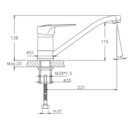 Смеситель для кухни HAIBA CRON CN4904 