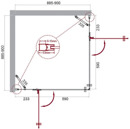 Душевой уголок BelBagno Kraft 90х90 KRAFT-A-22-90-C-Cr профиль Хром стекло прозрачное 