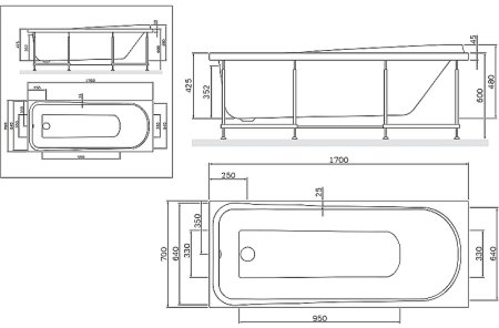 Акриловая ванна AM.PM Like 170x70 без гидромассажа 