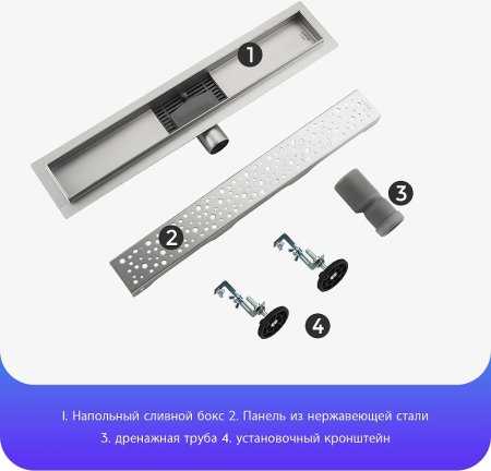 Душевой лоток Gappo G86007-2 с решеткой Нержавеющая сталь 