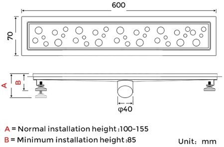 Душевой лоток Gappo G86007-2 с решеткой Нержавеющая сталь 