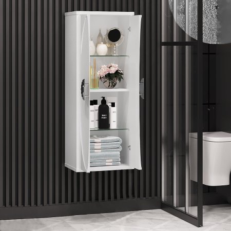 Шкаф пенал Opadiris Ибица 45 00-00003628 подвесной Белый / Хром 