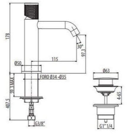 Смеситель для раковины Gattoni MD MD110/22NO Черный матовый 