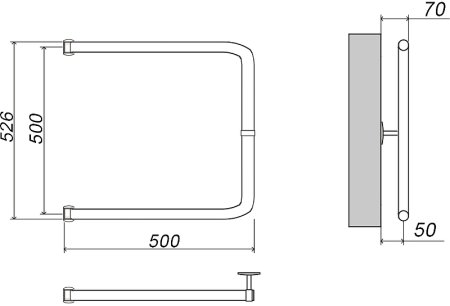 Водяной полотенцесушитель Grota Modesto 50х50 Хром 