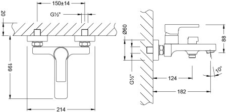 Смеситель для ванны Lemark Aura (LM0614CH) 