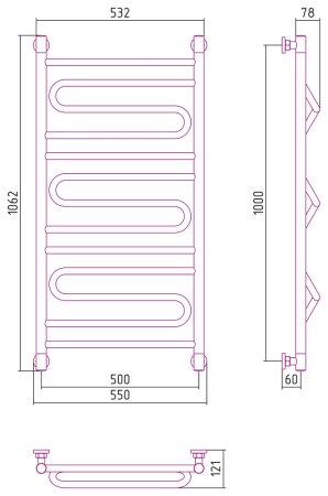 Полотенцесушитель водяной Сунержа Элегия+ 100x50 
