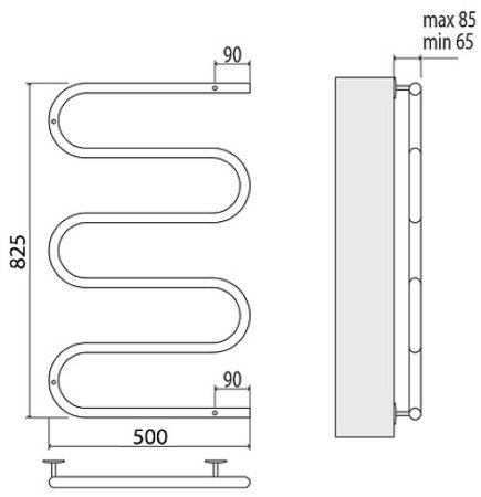 Электрический полотенцесушитель Terminus Ш-образный 500x800 4620768883965 Хром 