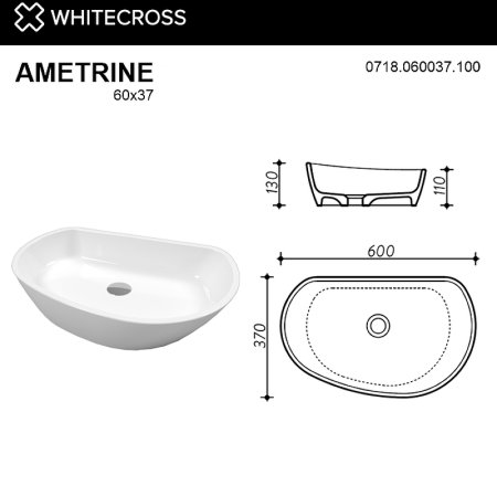 Раковина-чаша Whitecross Ametrine 60 0718.060037.100 Белая глянцевая 