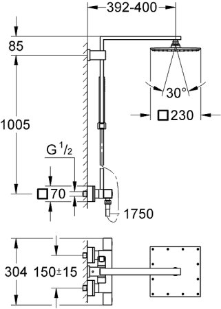 Душевая система Grohe Euhoria Cube 26087000 с термостатом Хром 