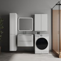 Тумба подвесная STYLE LINE "Бергамо мини 70" (2 ящ.) Люкс Плюс антискрейтч белый глянец с раковиной Каре Люкс МИНИ 700х350