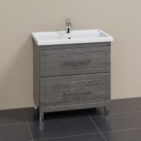 Тумба Санта Венера 80 напольная дуб шале графит с умывальником Фостер 80