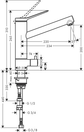Смеситель для кухни Hansgrohe Zesis M33 74808000 Хром 