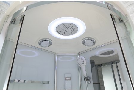 Душевая кабина Black&White Galaxy 100х100 5501100 с гидромассажем профиль Серебристый хром задняя стенка Белая 