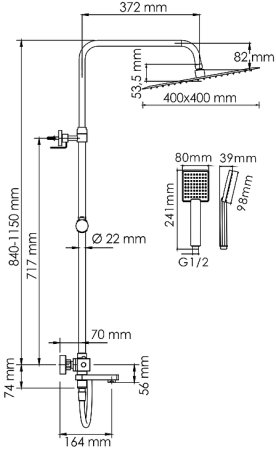 Душевая система WasserKRAFT A199.119.141.087.CH Thermo с термостатом Хром 