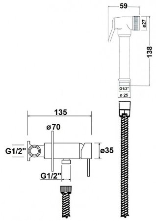 Гигиенический душ со смесителем AQUAme Minimal AQM6020MW Белый матовый 