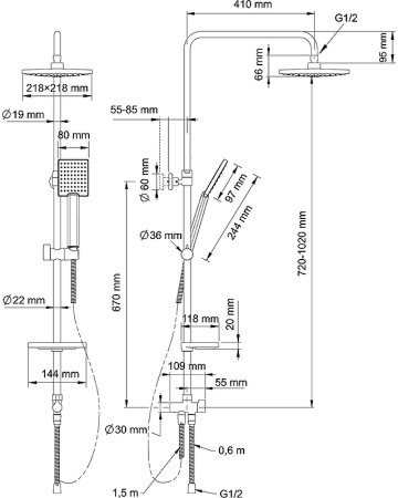Душевая система Swedbe Calypso 5065 Хром 