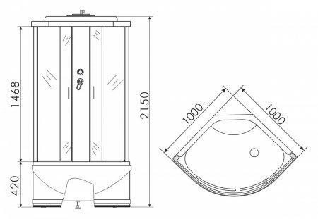 Душевая кабина ERLIT ER 3510ТР-C3 100 см высокий поддон 