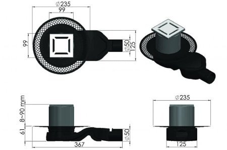 Душевой трап Berges Platz Norma 100x100 091158 с решеткой Хром 