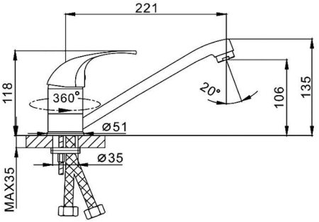 Смеситель для кухни Frap H29 F4229-B Хром 