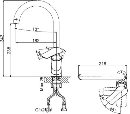 Смеситель D&K Rhein Reisling DA1272441 для кухонной мойки 