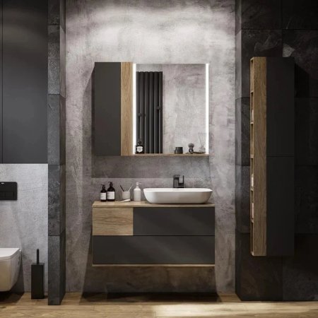 Тумба с раковиной Aquaton Терра 105 1A2469K2TEKA0 подвесная Дуб кантри Антрацит 