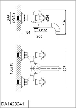 Смеситель D&K Hessen Hercules DA1423241 для ванны с душем 