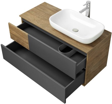 Тумба под раковину Aquaton Терра 105 1A246901TEKA0 подвесная Дуб кантри Антрацит 