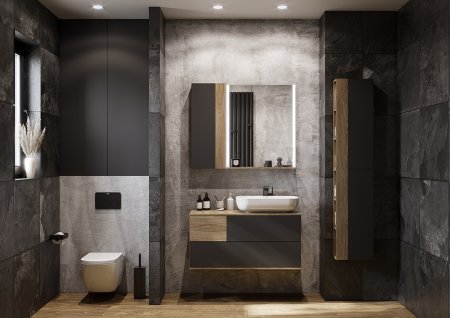 Тумба под раковину Aquaton Терра 105 1A246901TEKA0 подвесная Дуб кантри Антрацит 