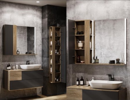 Тумба под раковину Aquaton Терра 105 1A246901TEKA0 подвесная Дуб кантри Антрацит 