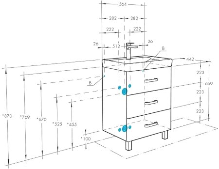 Тумба под раковину Aquaton Америна 56 М 1A168901AM010 Белая 