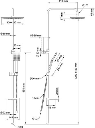Душевая система Swedbe Calypso 5068 Хром 