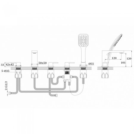 Смеситель на борт ванны GANZER GZ12088 CHROME 